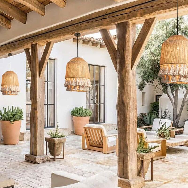 Lightsin Bohemian Creative Tassel Handmade Hemp Rope Pendant Light