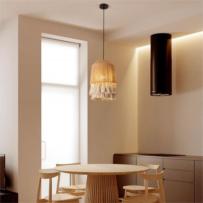 Lightsin Bohemian Creative Tassel Handmade Hemp Rope Pendant Light
