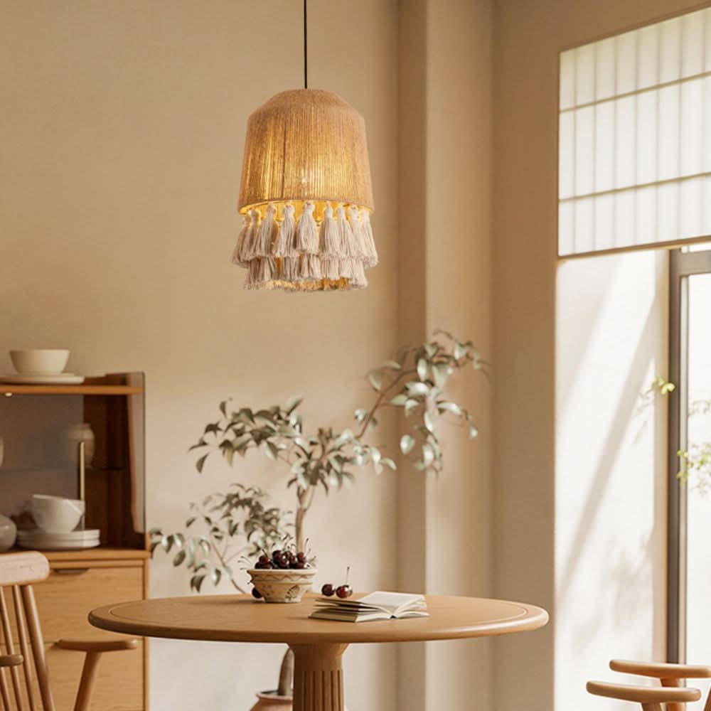 Lightsin Bohemian Creative Tassel Handmade Hemp Rope Pendant Light