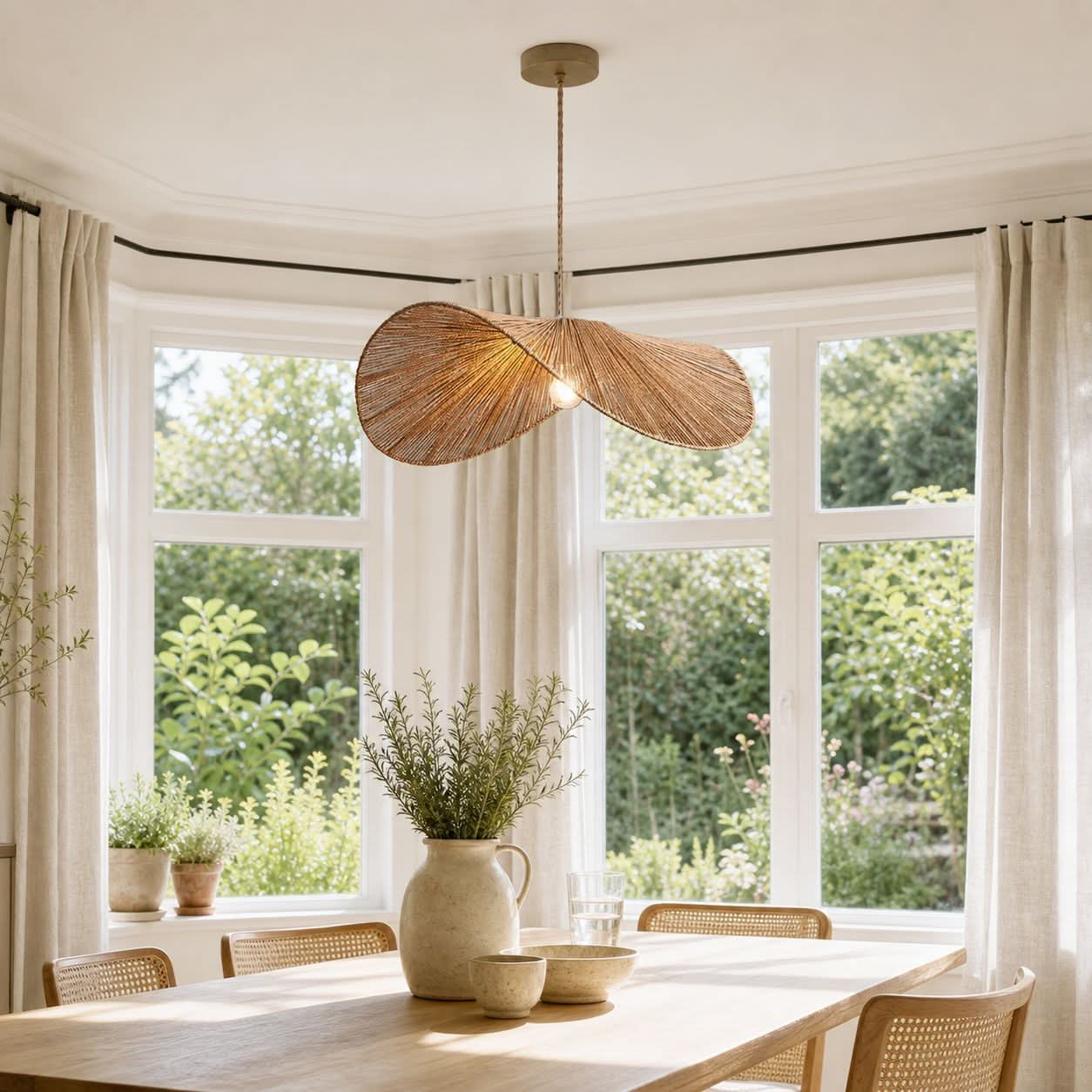 Lightsin Vintage Handwoven Hemp Rope Bedroom Ceiling Lights
