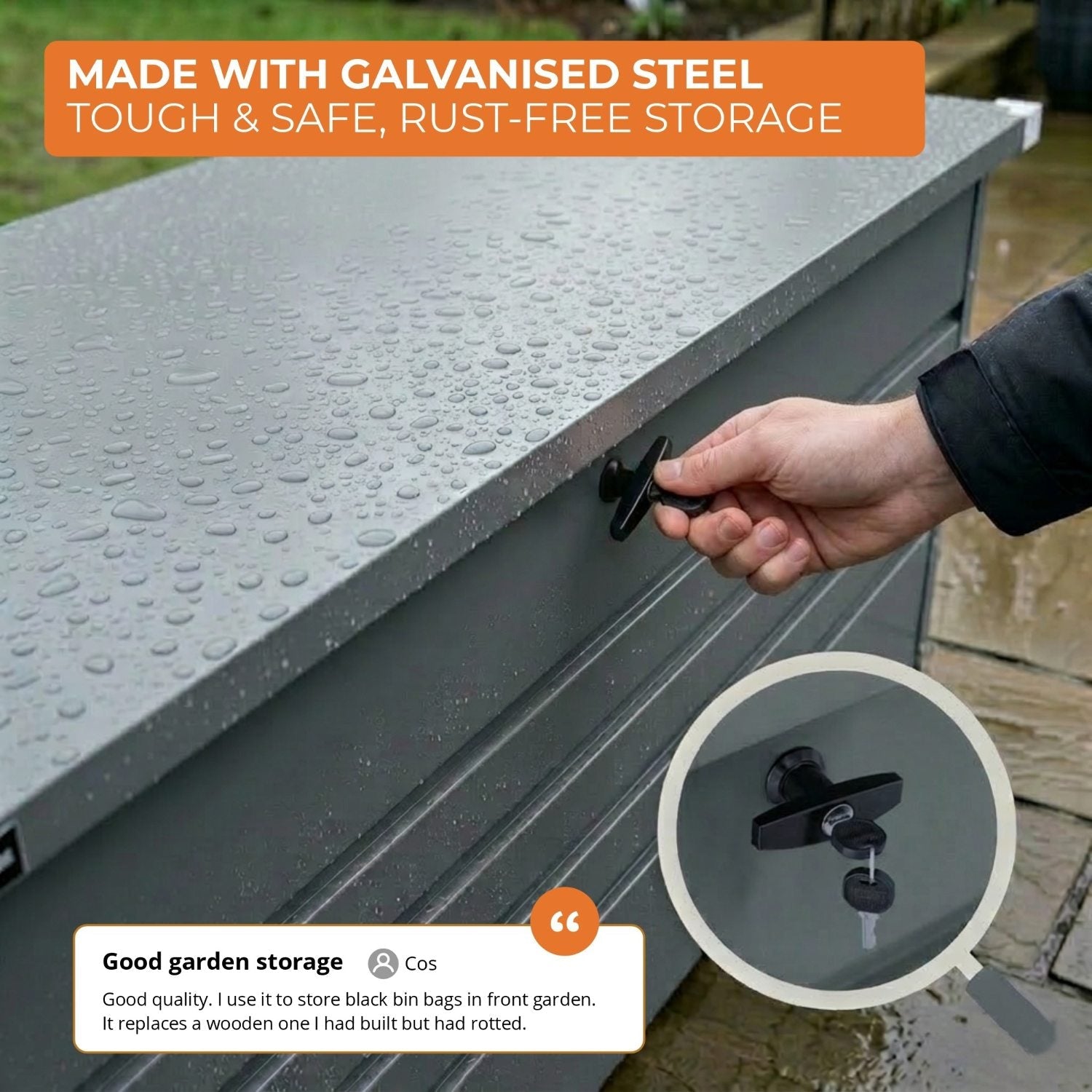 1000L XXL Waterproof Metal Garden Storage Box – Lockable Gas Lift Outdoor Storage – Cushions, Tools & Patio Furniture – Anthracite