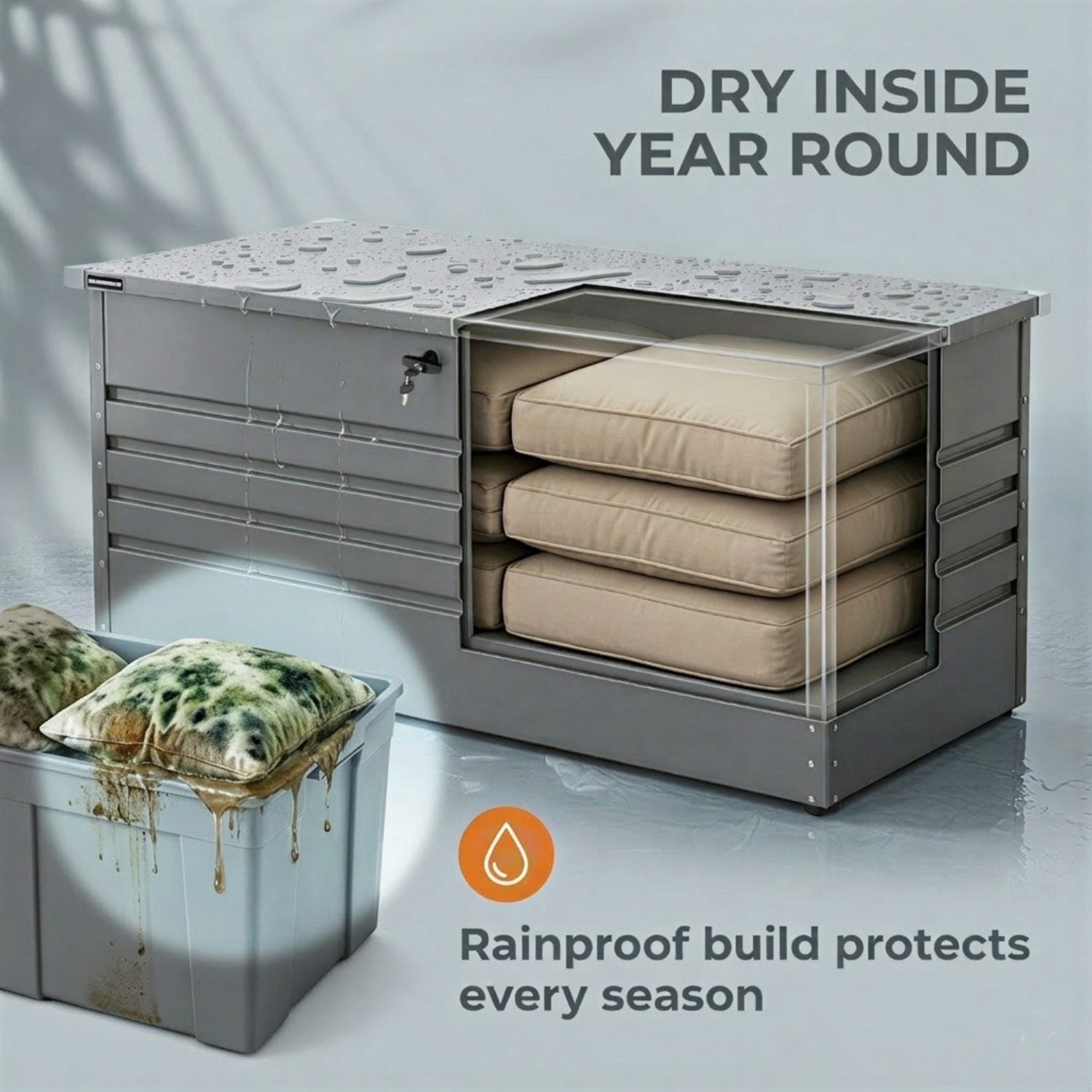 1000L XXL Waterproof Metal Garden Storage Box – Lockable Gas Lift Outdoor Storage – Cushions, Tools & Patio Furniture – Anthracite