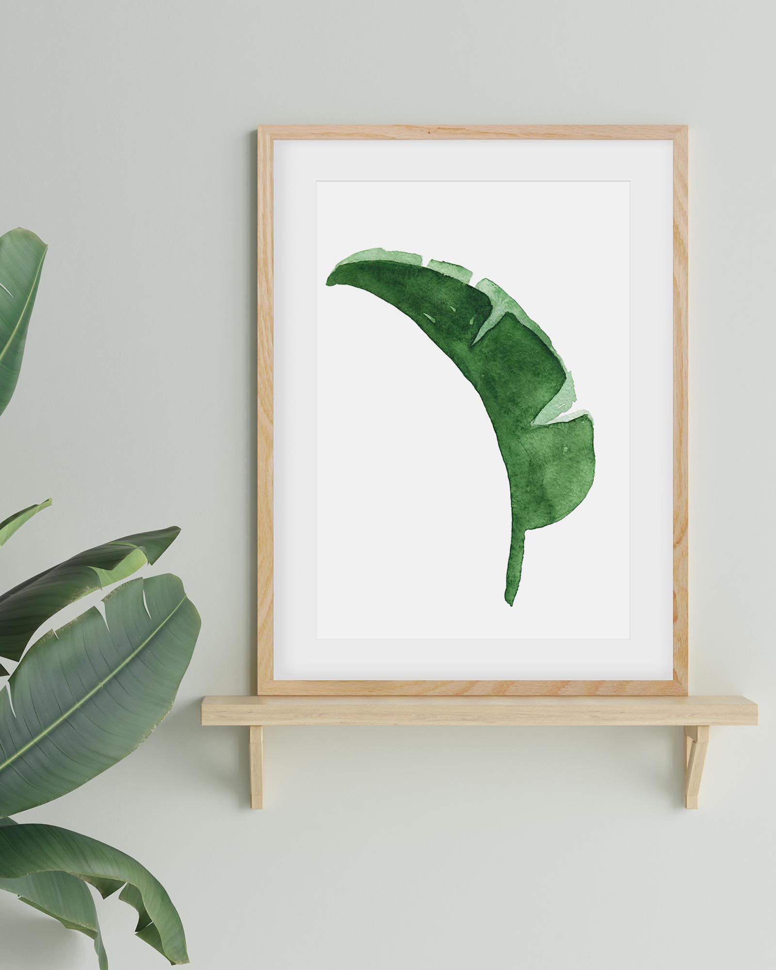 Watercolour Banana Leaf Art Print