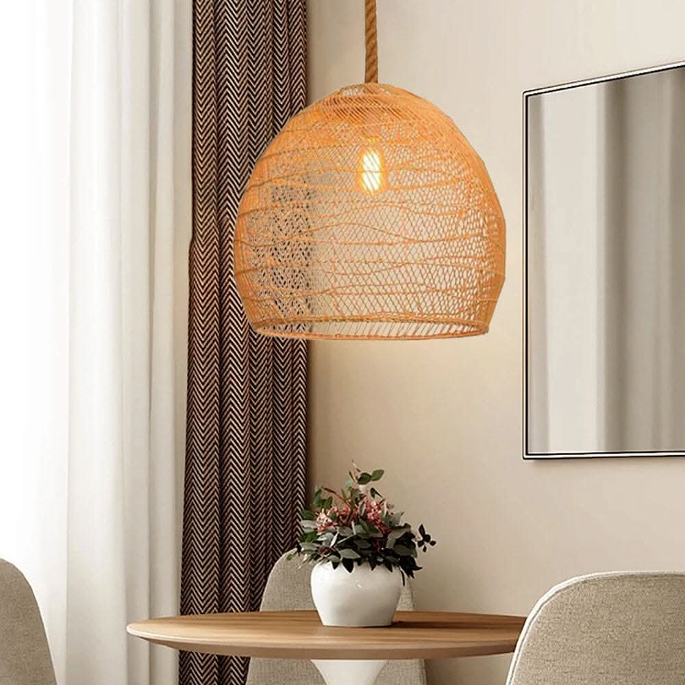 Lightsin Hand-woven Rattan Pendant Lamp for Dining Room Living Room