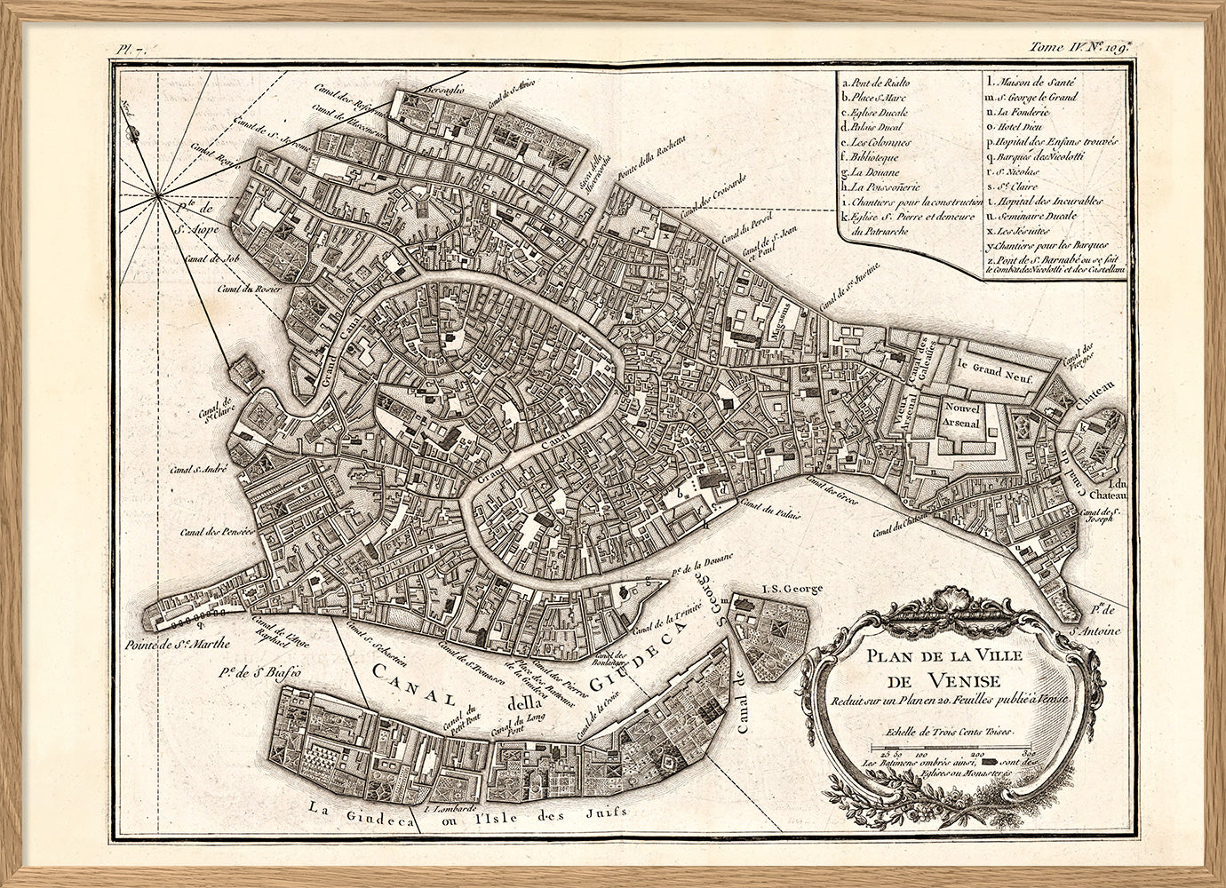 Vintage City Map of Venice, 1764