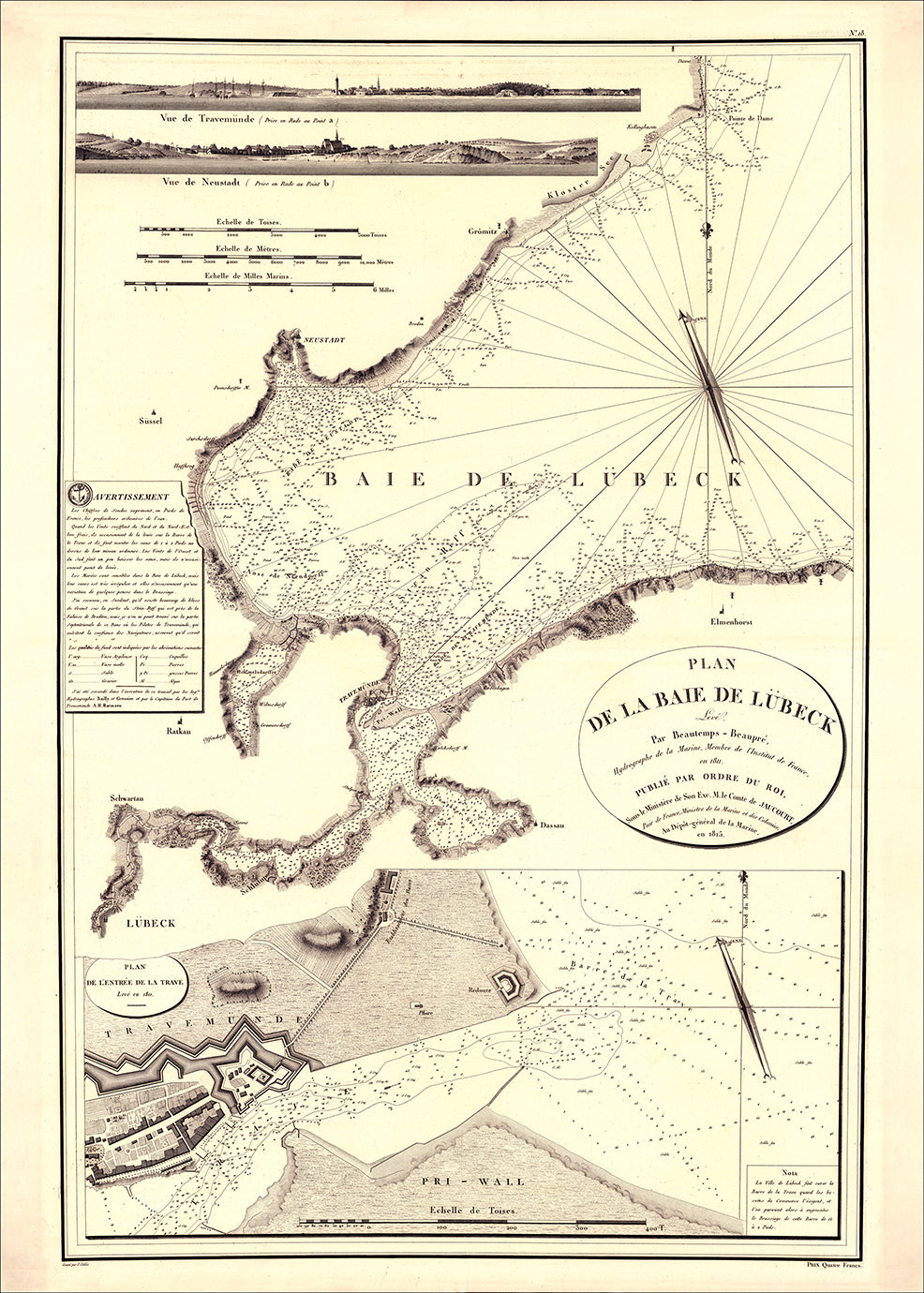 Vintage Nautical Chart of the Bay of Lübeck