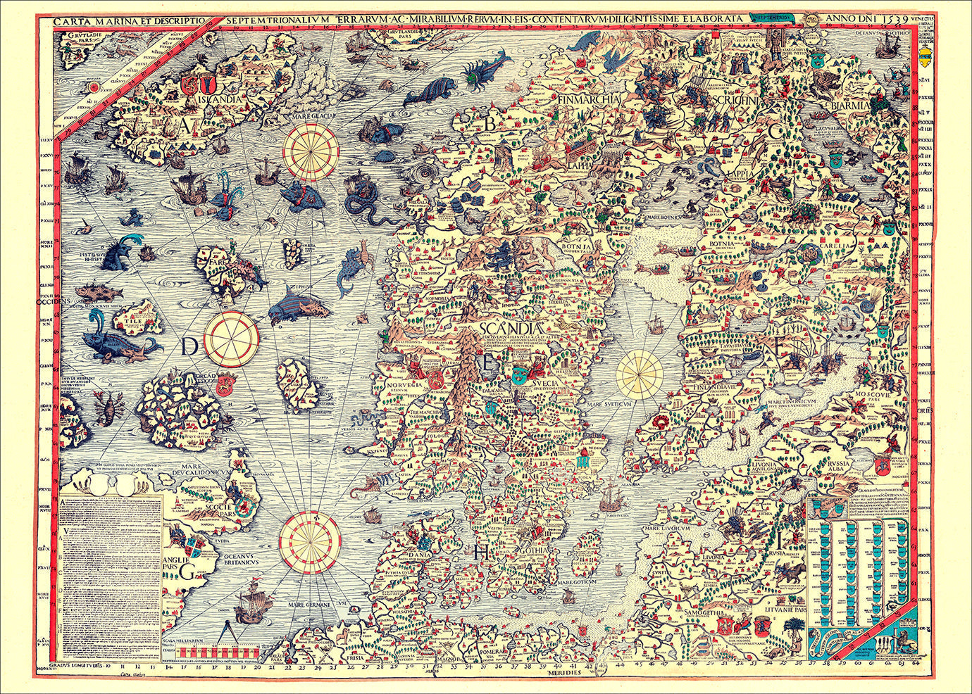 Vintage Nautical Map of Scandinavia