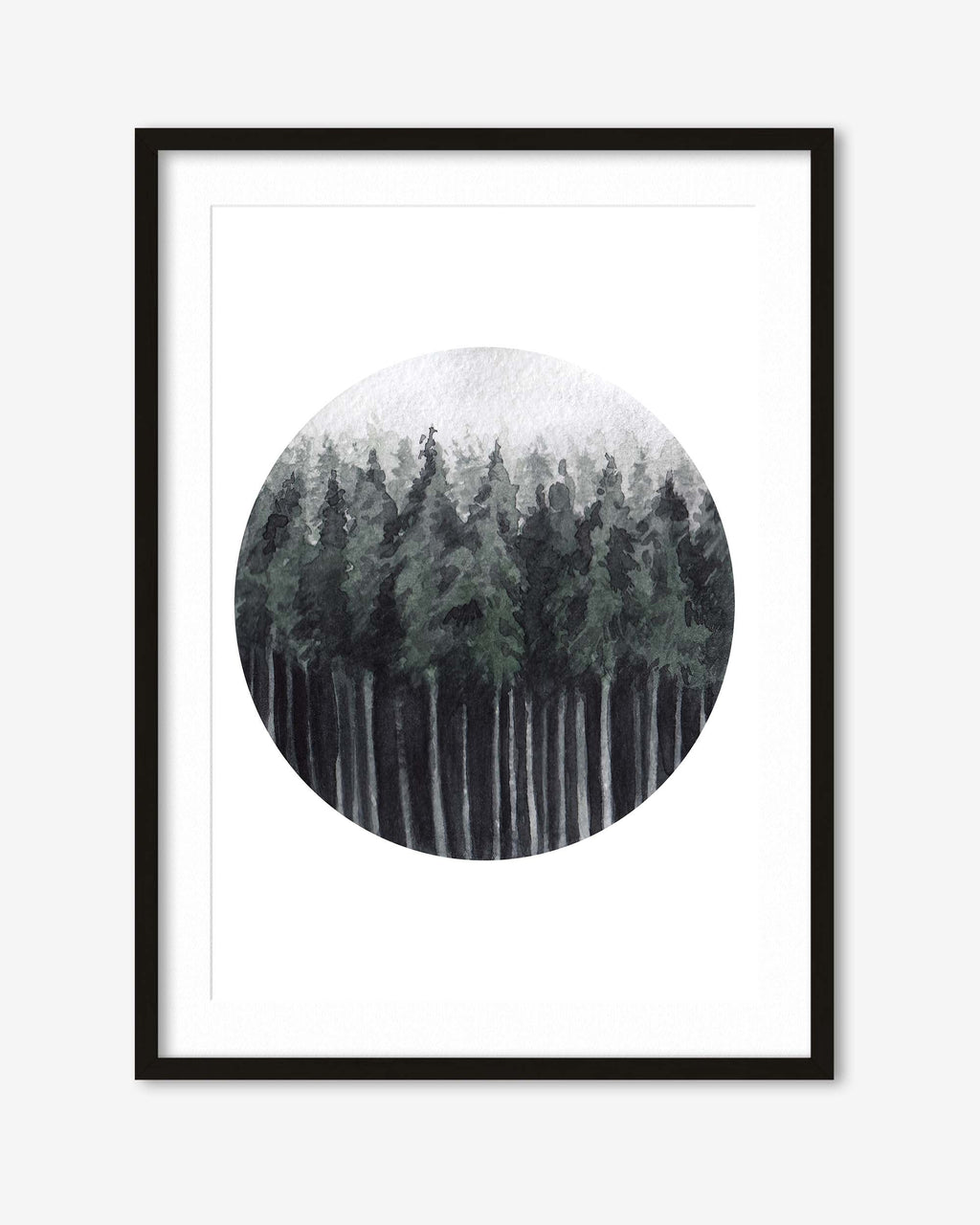 Green Watercolour Forest Art Print