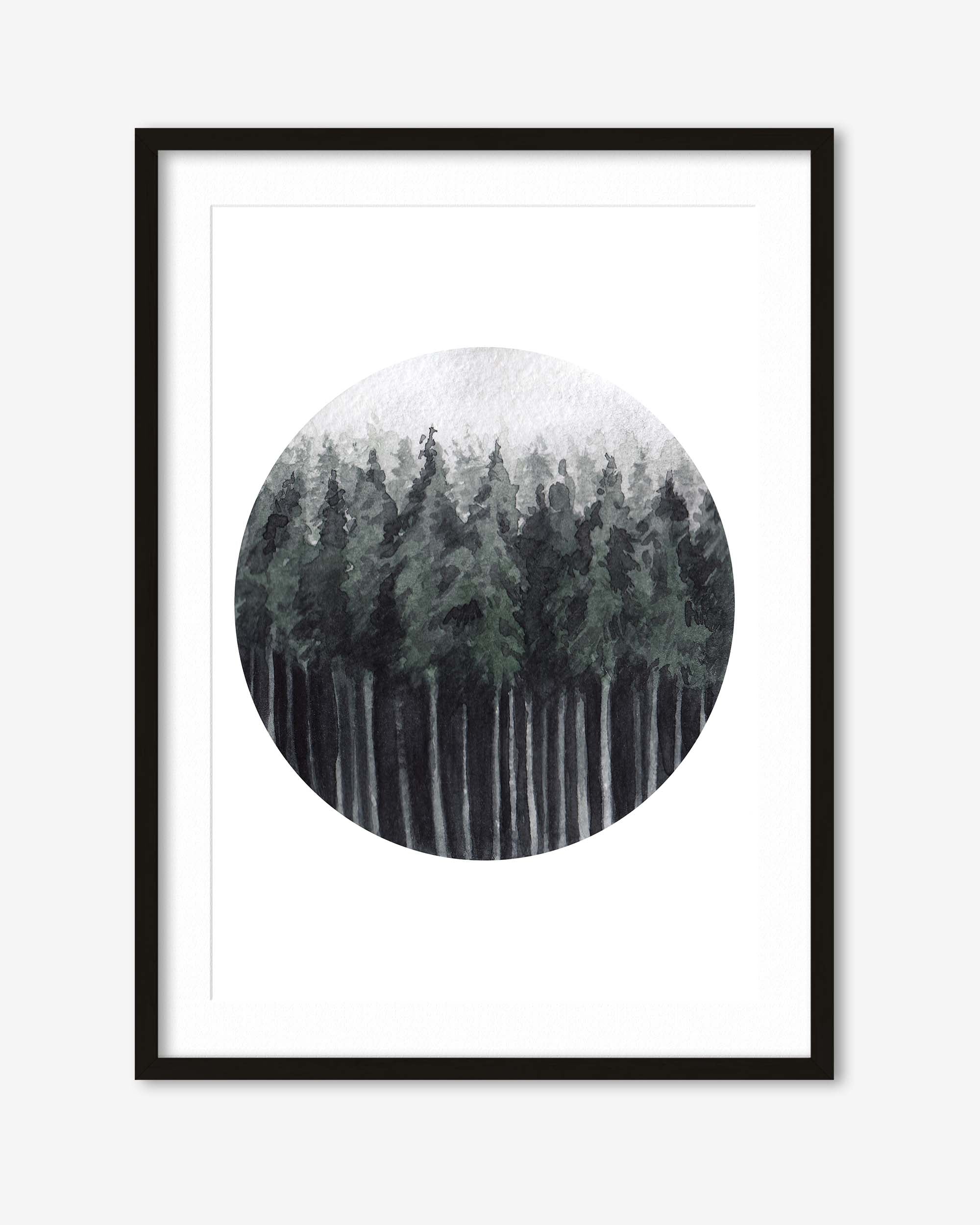 Green Watercolour Forest Art Print