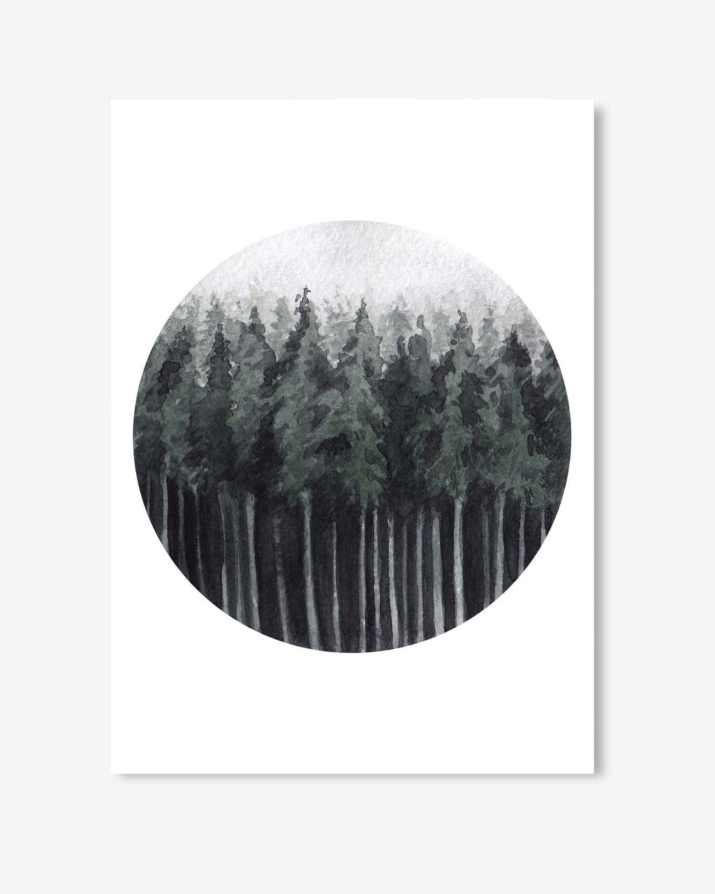 Green Watercolour Forest Art Print