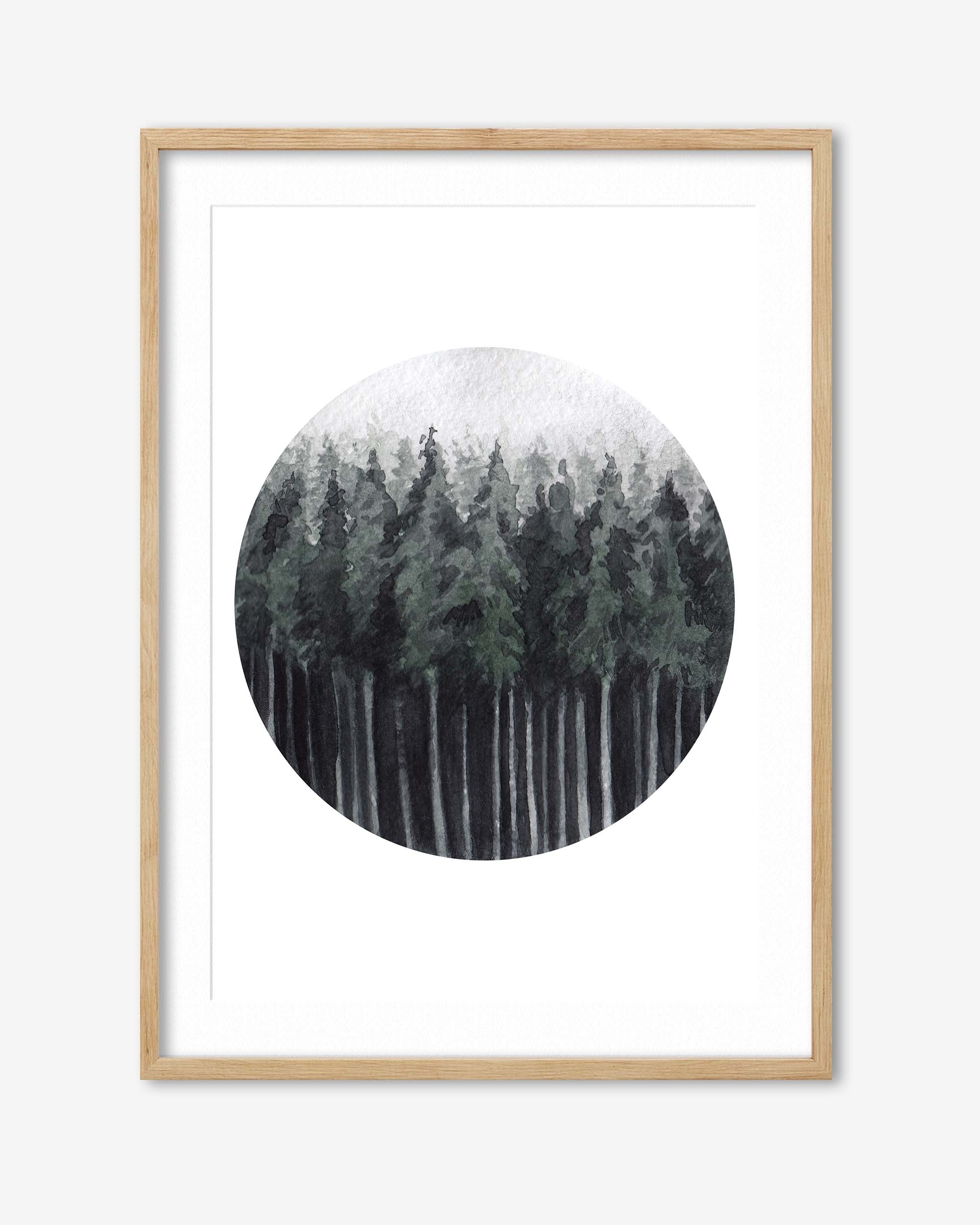 Green Watercolour Forest Art Print