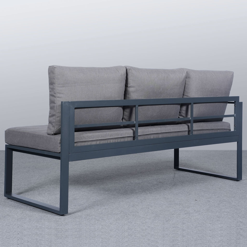 5 Piece Metal Sectional Garden Furniture Set Outdoor Corner Sofa with Cushions and Heated Table