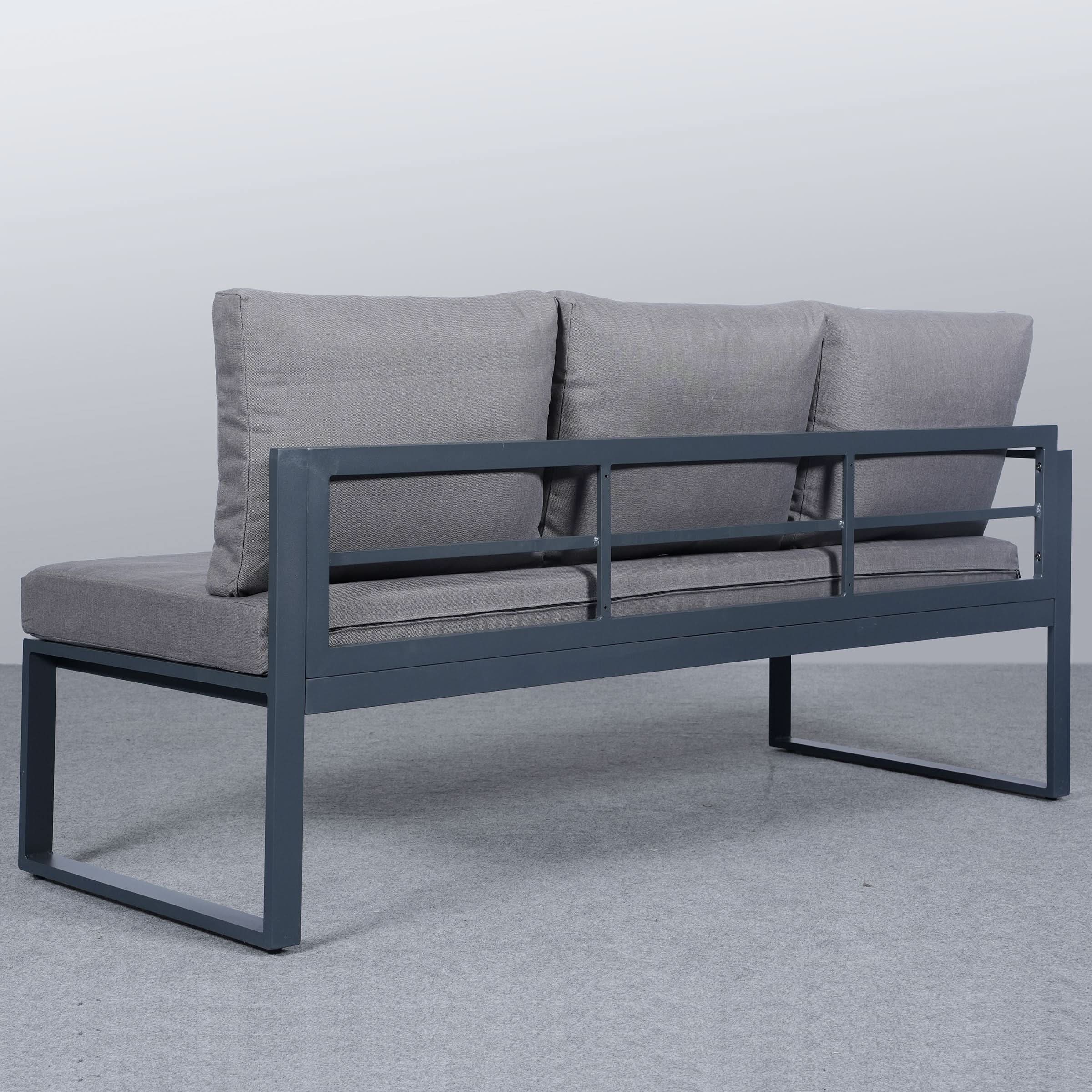 5 Piece Metal Sectional Garden Furniture Set Outdoor Corner Sofa with Cushions and Heated Table