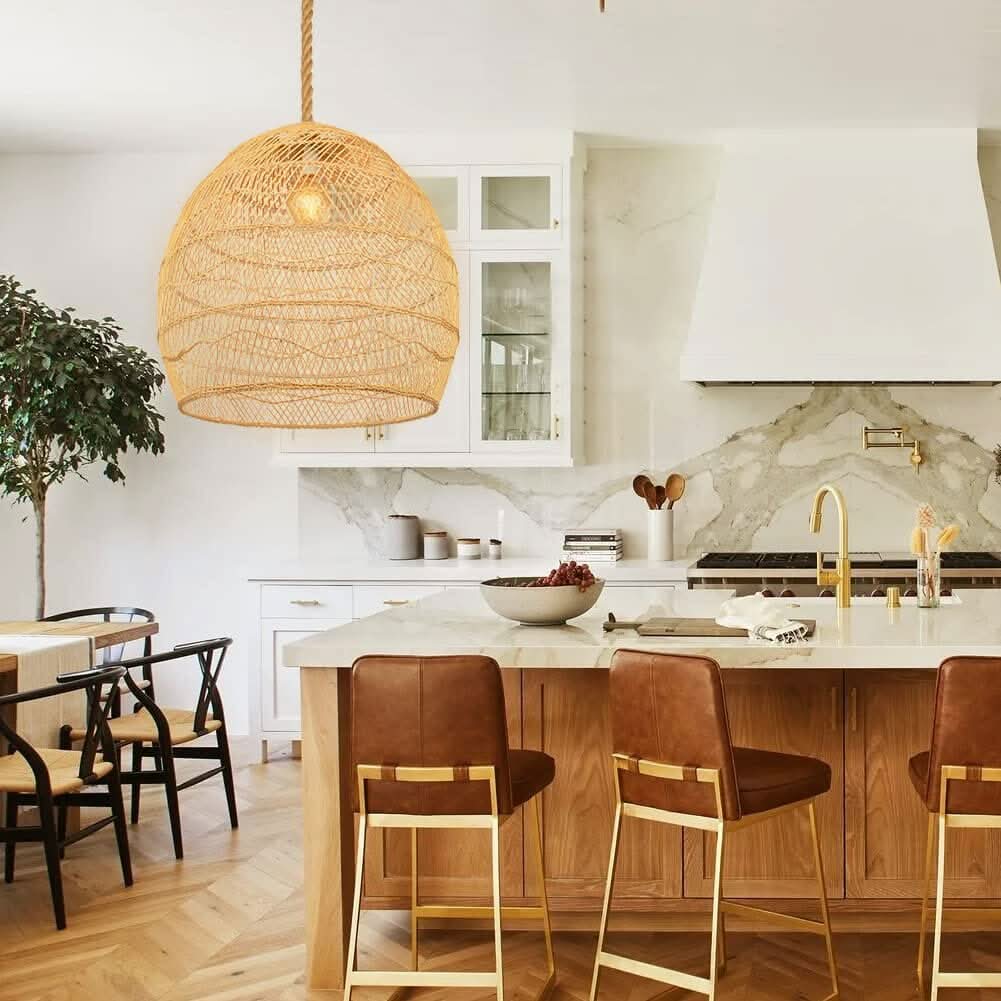 Lightsin Hand-woven Rattan Pendant Lamp for Dining Room Living Room