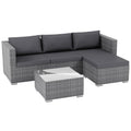 Hampton 4-Seater Corner Rattan Set, Grey