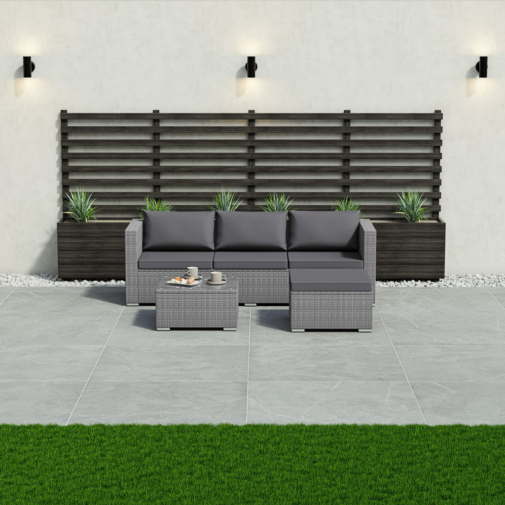 Hampton 4-Seater Corner Rattan Set, Grey