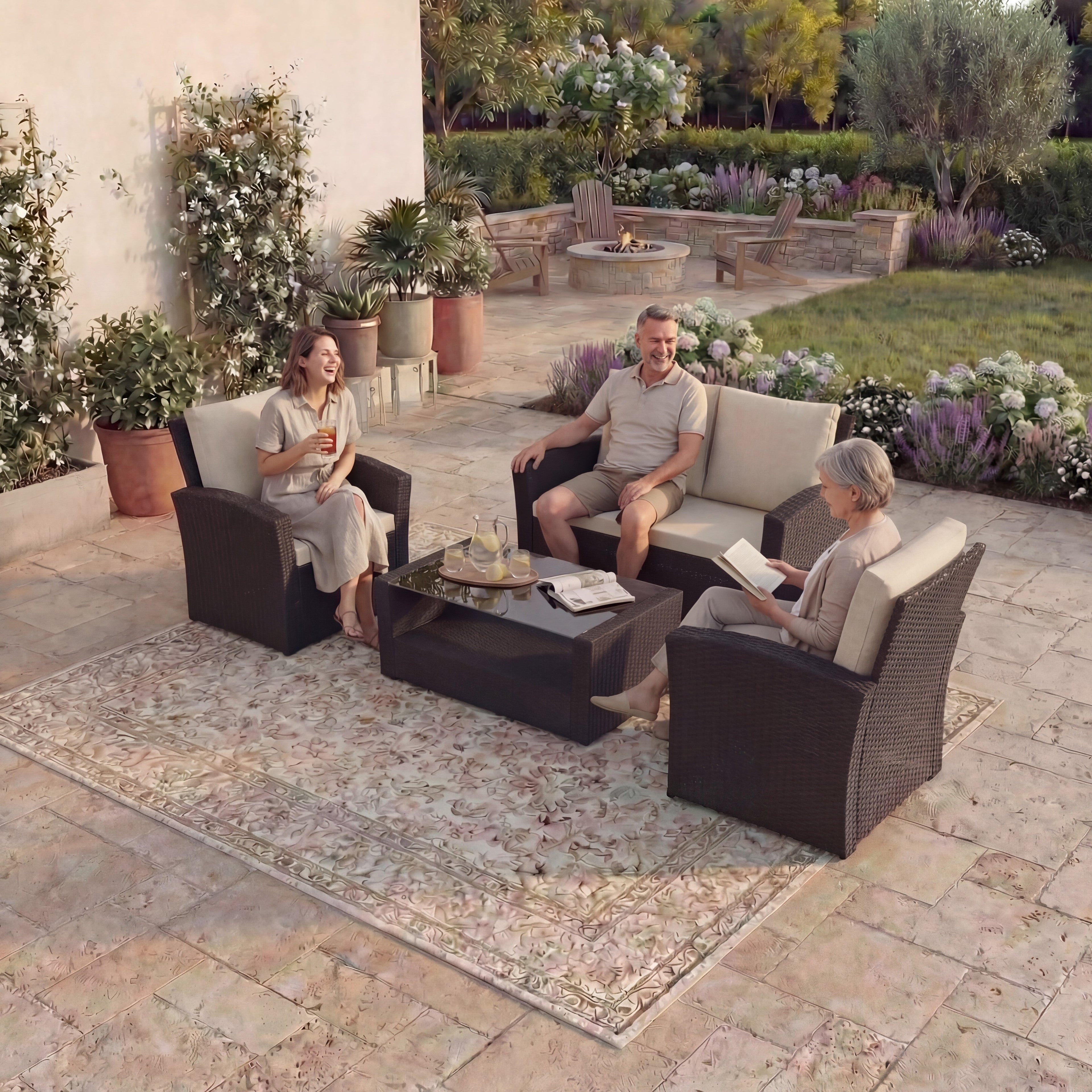 Mylor 4-Seater Rattan Set, Brown