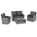 Mylor 4-Seater Rattan Set, Grey