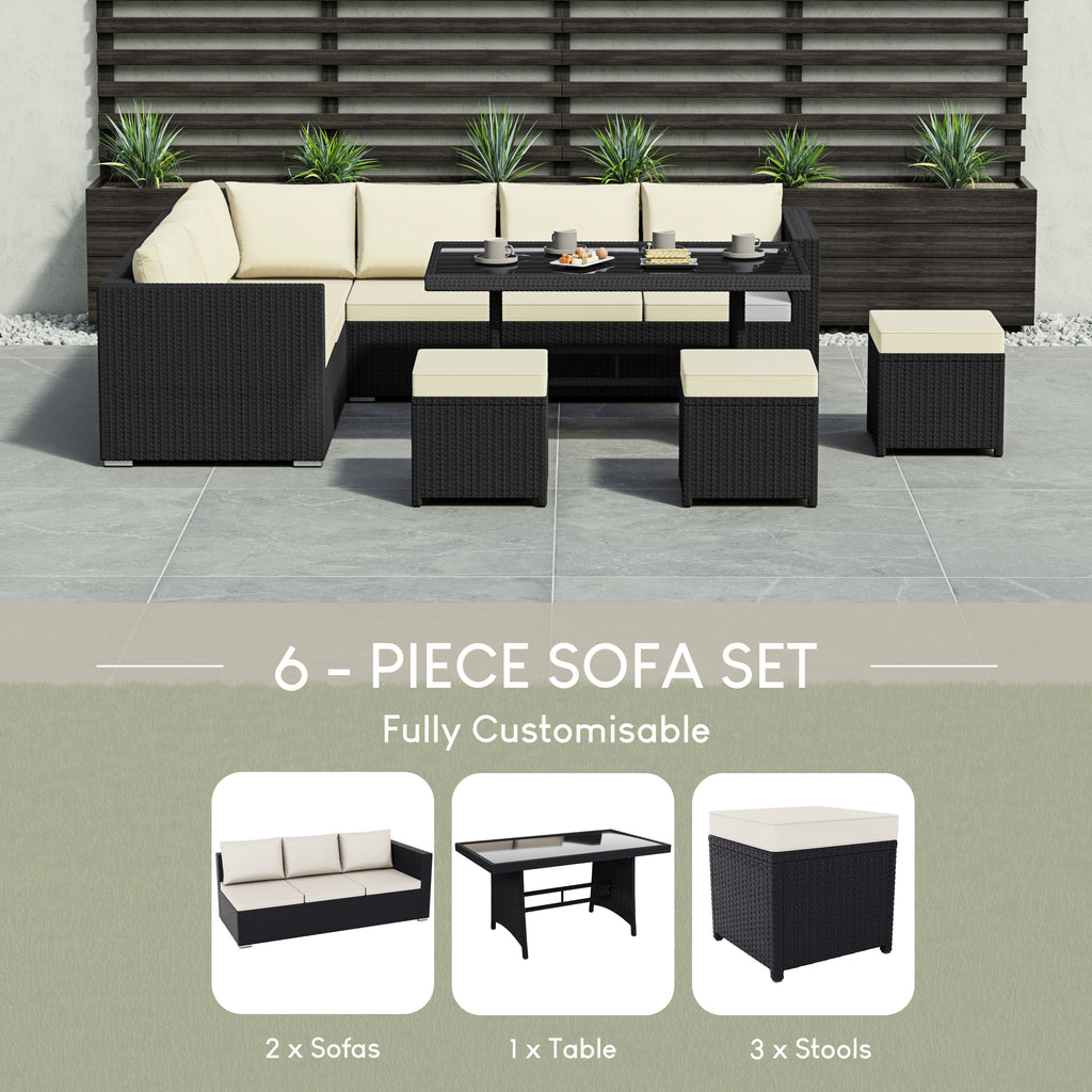 Belgrave 9 Seater Rattan Set, Black