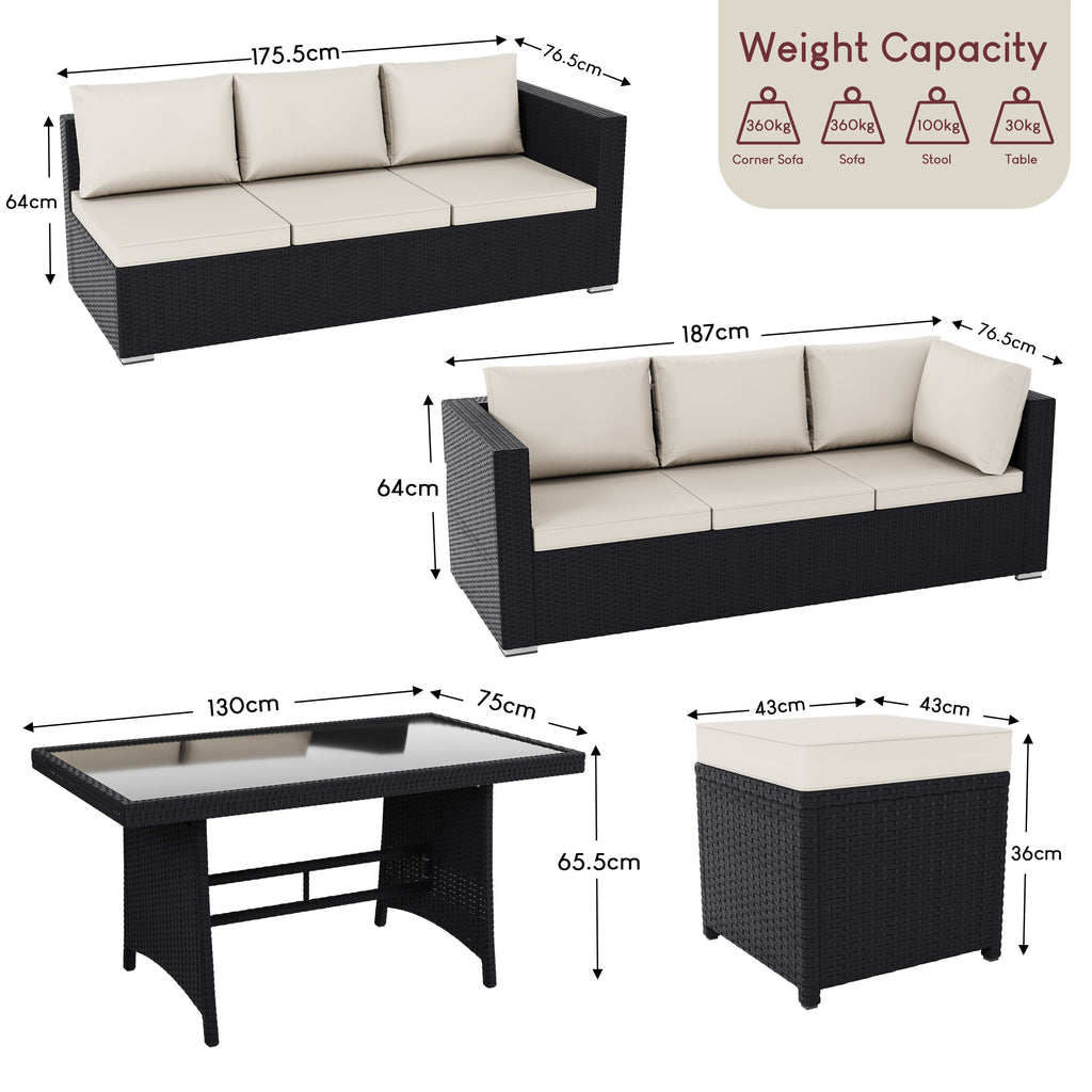 Belgrave 9 Seater Rattan Set, Black