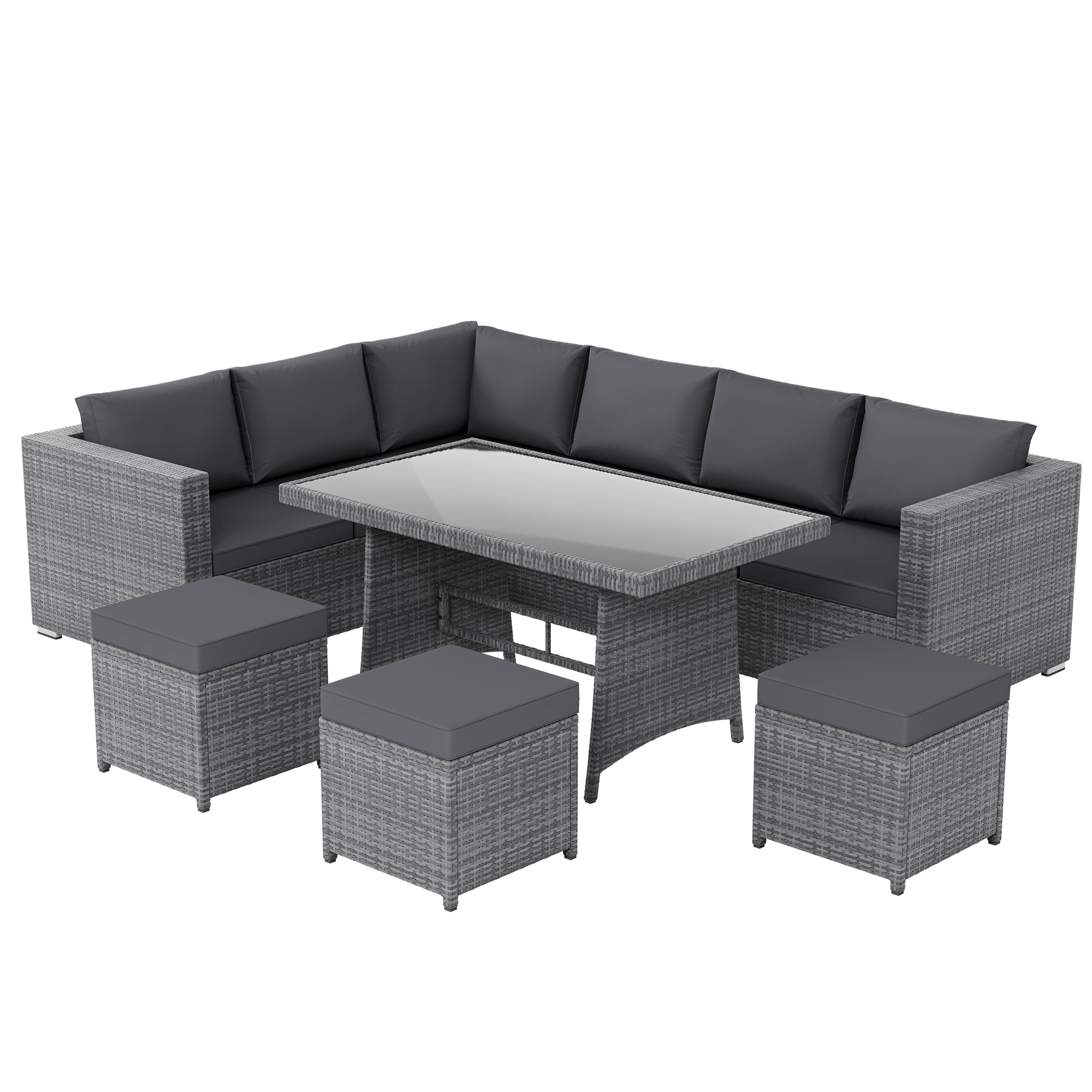 Belgrave 9 Seater Rattan Set, Grey
