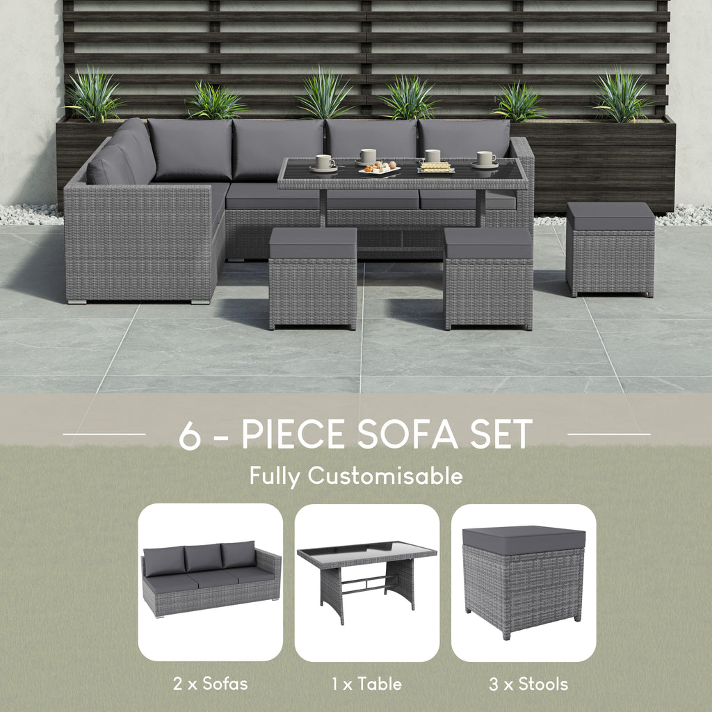 Belgrave 9 Seater Rattan Set, Grey