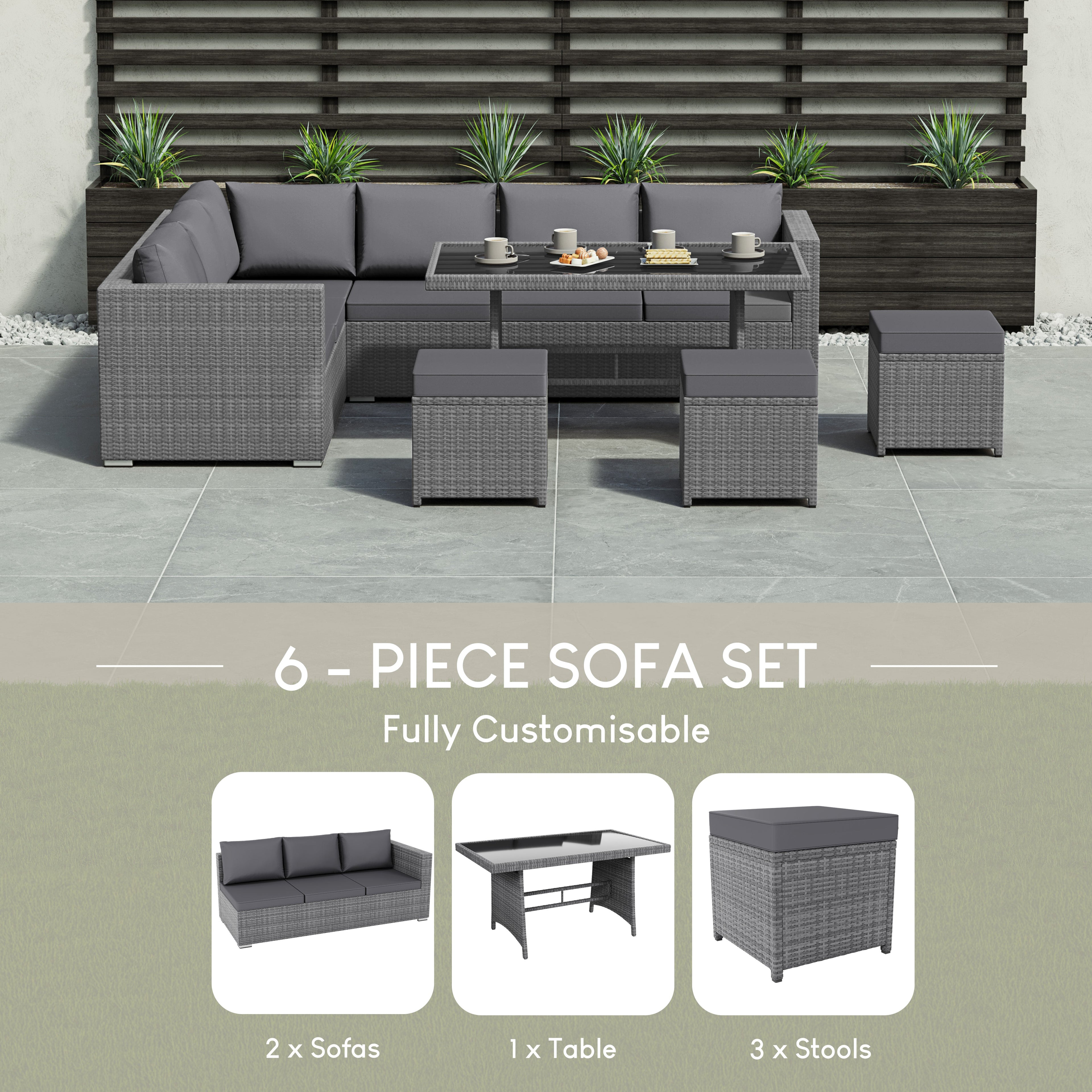 Belgrave 9 Seater Rattan Set, Grey