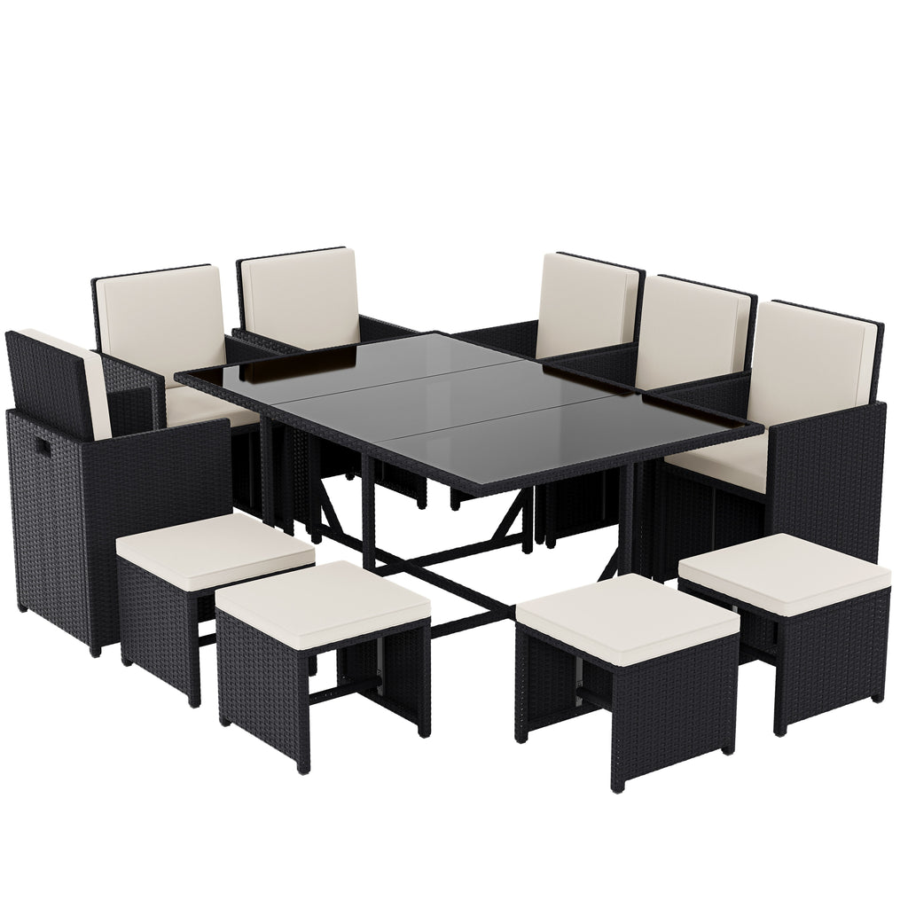 Cuba 8-Seater Rattan Set, Black