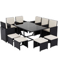 Cuba 8-Seater Rattan Set, Black