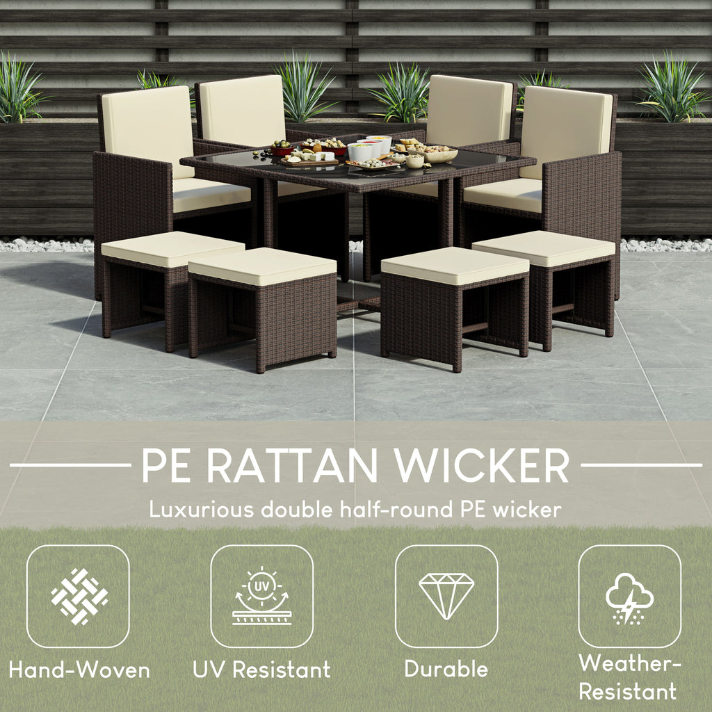 Cuba 8-Seater Rattan Set, Brown