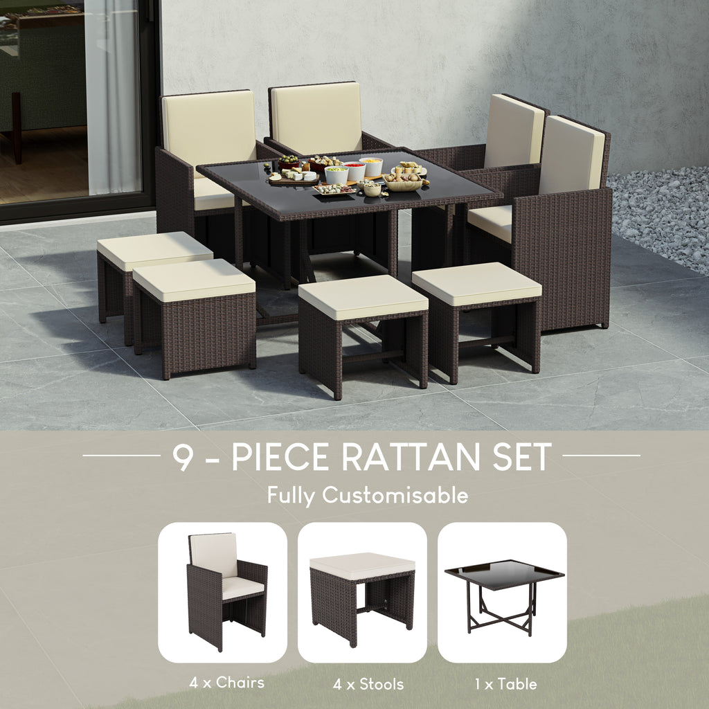 Cuba 8-Seater Rattan Set, Brown