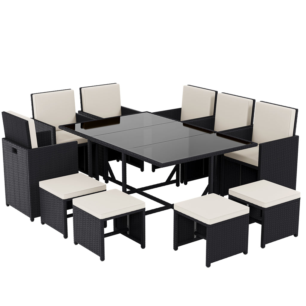 Cuba 10-Seater Rattan Set, Black