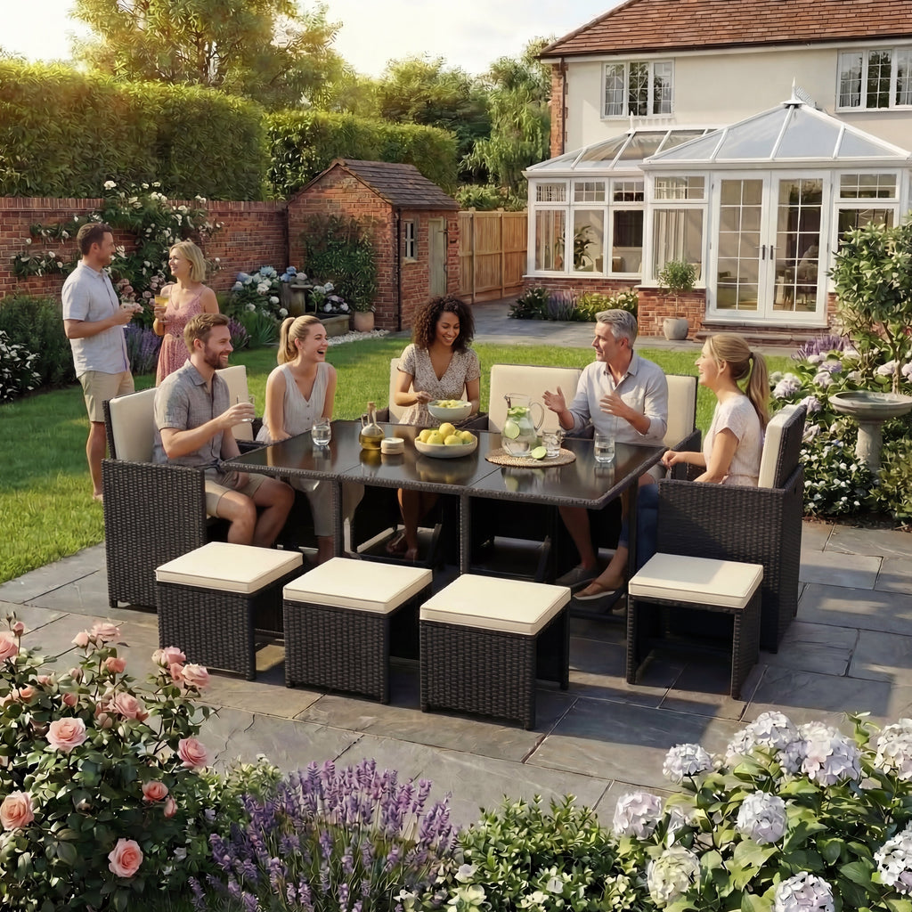 Cuba 10-Seater Rattan Set, Black