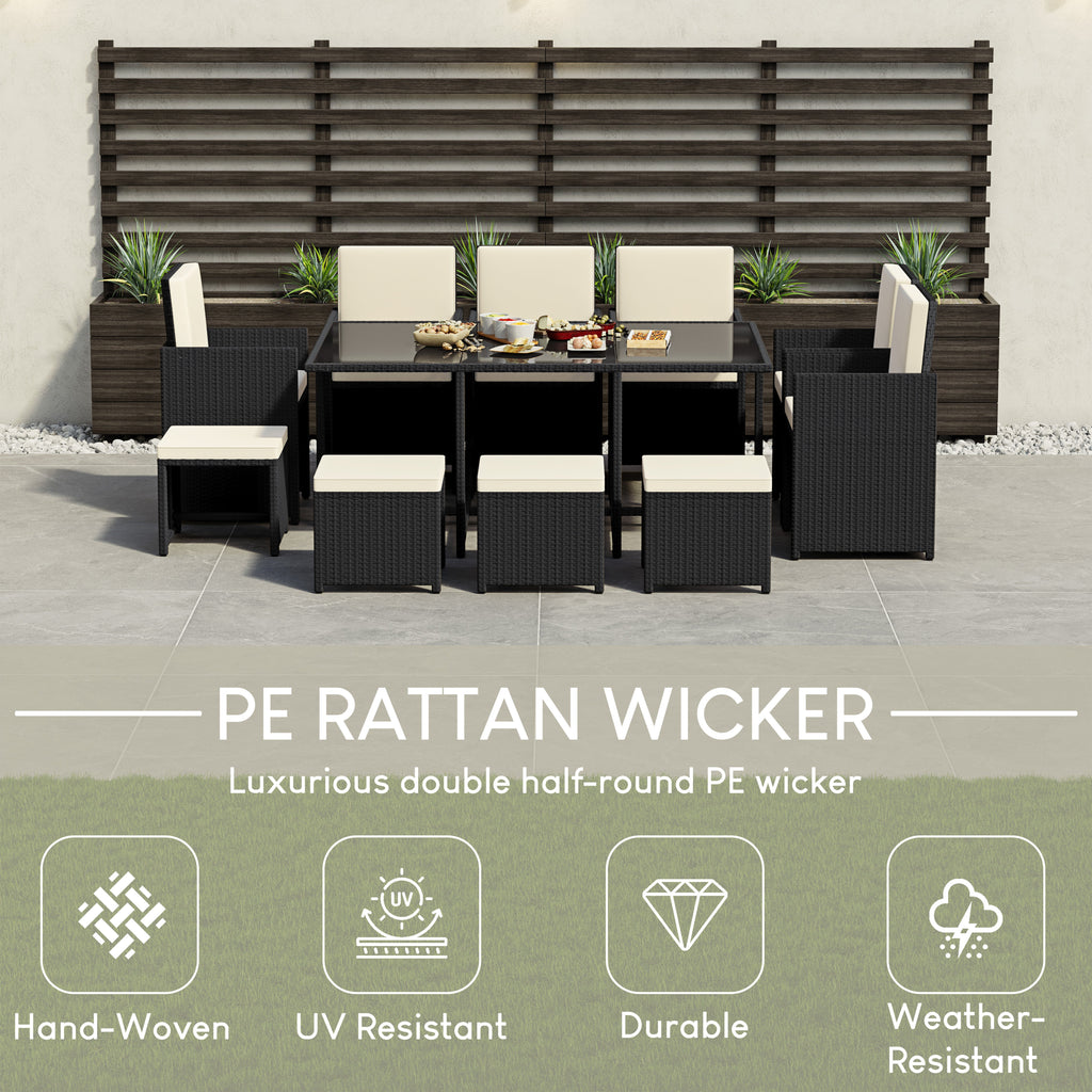 Cuba 10-Seater Rattan Set, Black