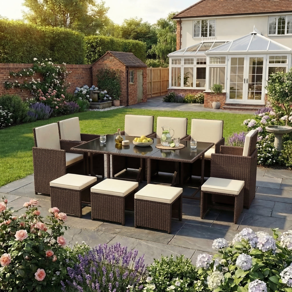 Cuba 10-Seater Rattan Set, Brown
