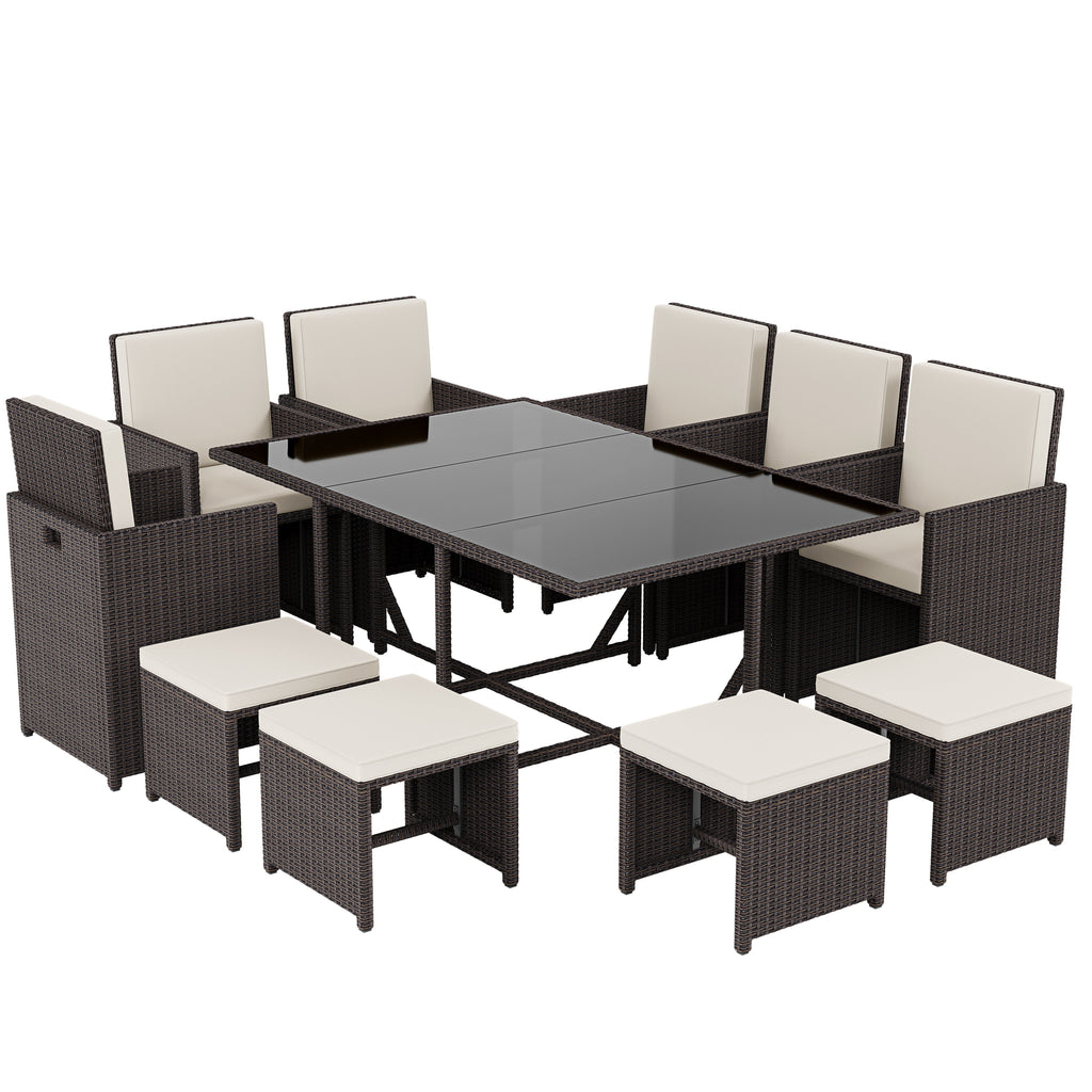 Cuba 10-Seater Rattan Set, Brown