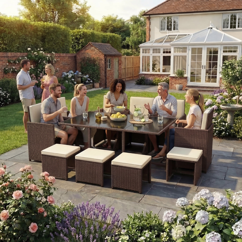 Cuba 10-Seater Rattan Set, Brown