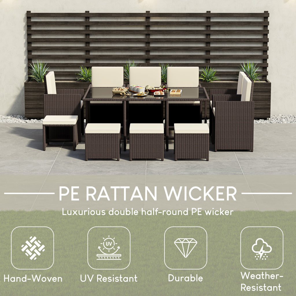 Cuba 10-Seater Rattan Set, Brown