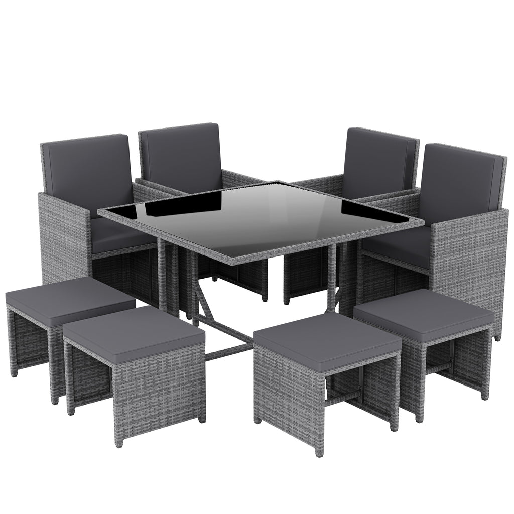 Cuba 8-Seater Rattan Set, Grey