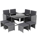 Cuba 8-Seater Rattan Set, Grey
