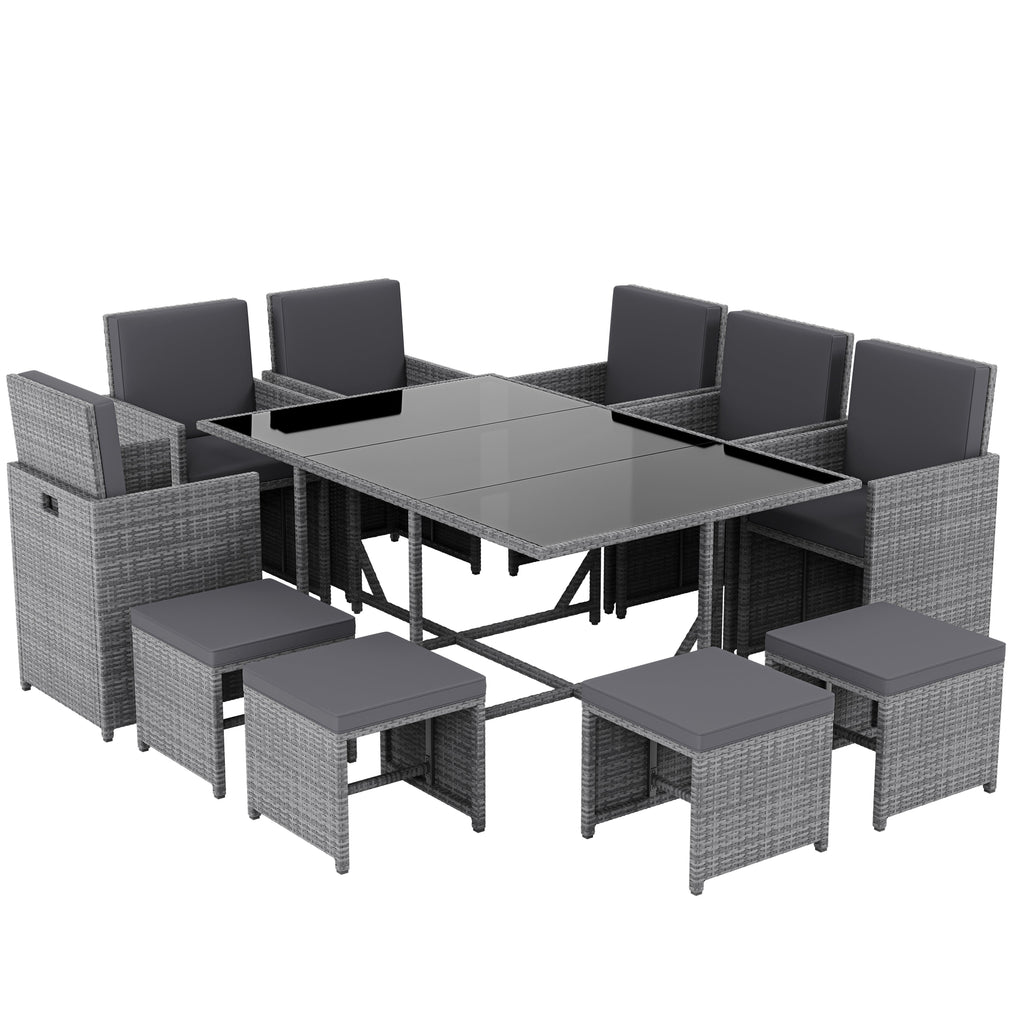 Cuba 10-Seater Rattan Set, Grey