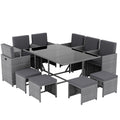 Cuba 10-Seater Rattan Set, Grey