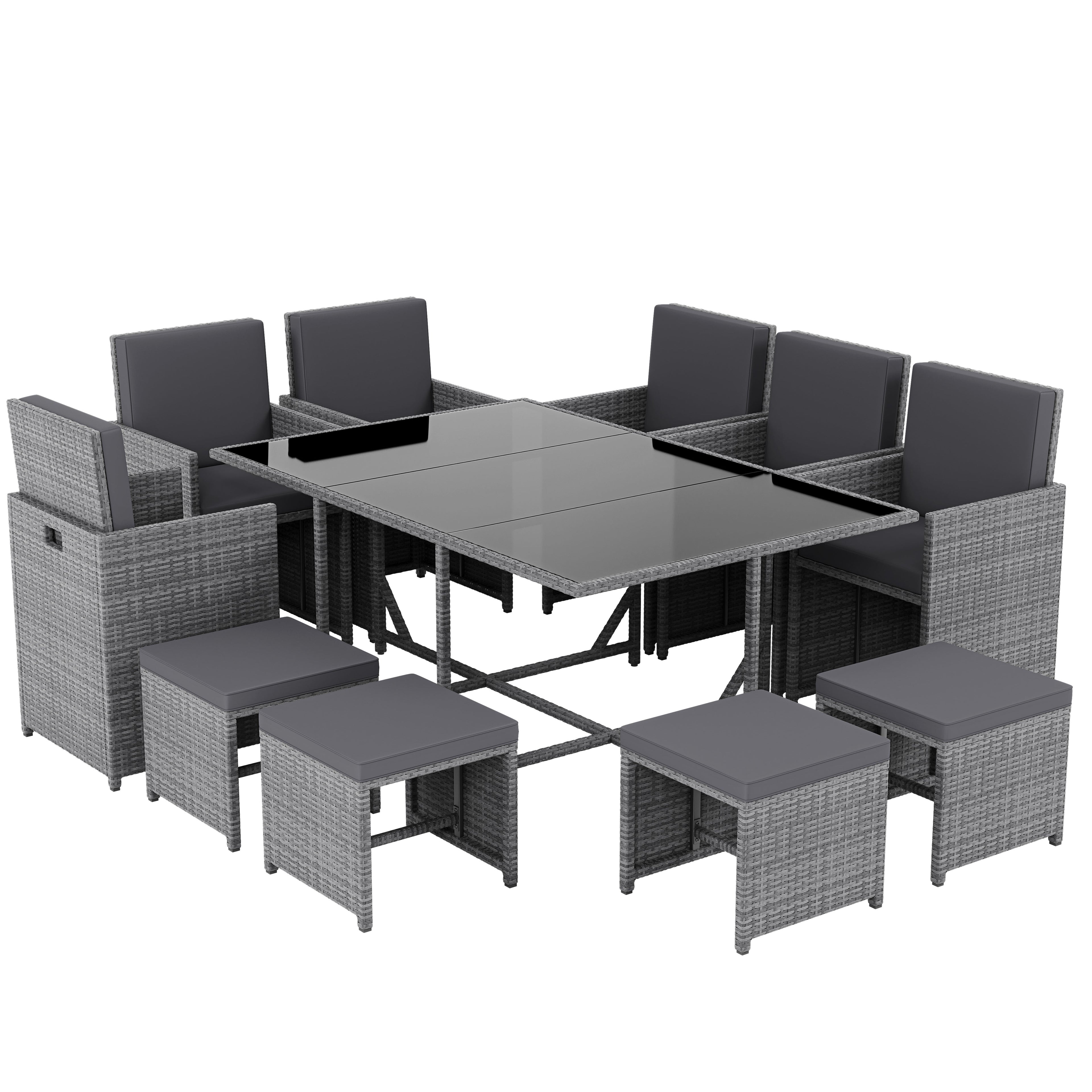 Cuba 10-Seater Rattan Set, Grey