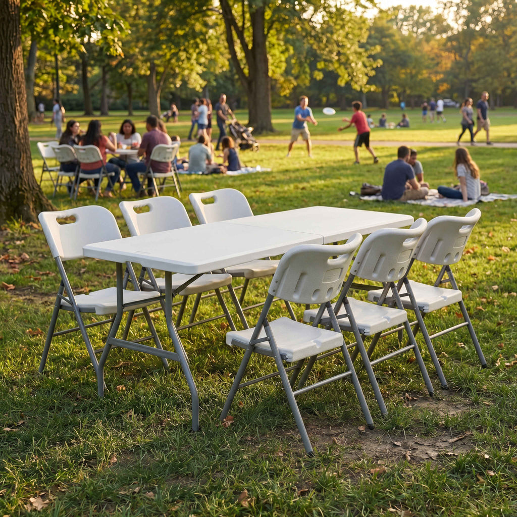 Folding 5ft Table & Set of 6 Folding Chairs
