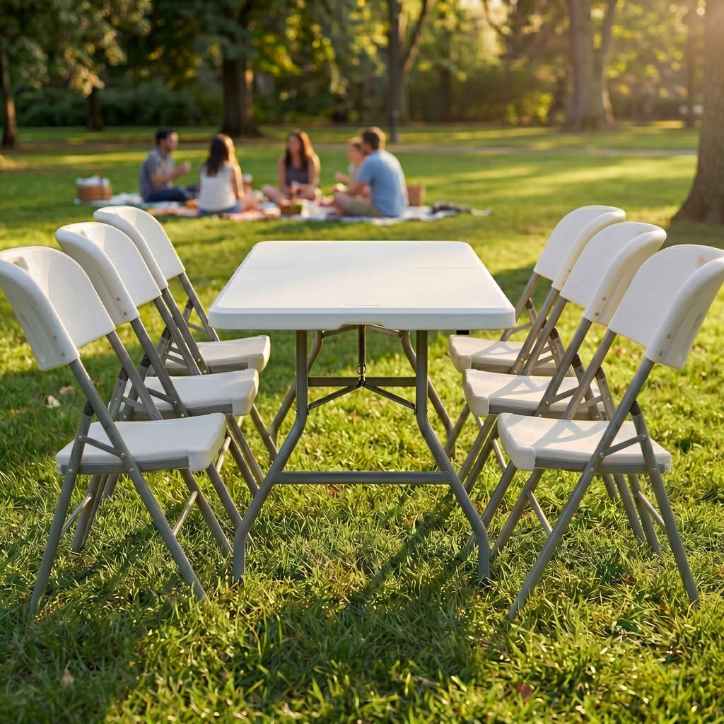 Folding 5ft Table & Set of 6 Folding Chairs