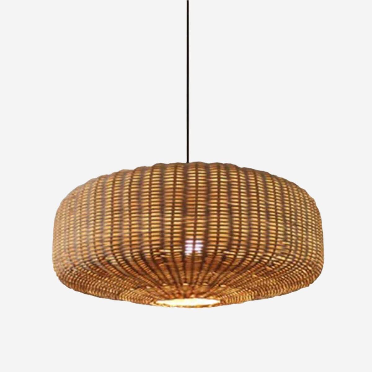 Lightsin Handwoven Rattan Hanging Lamp Rustic Style Pendant Light Fixture