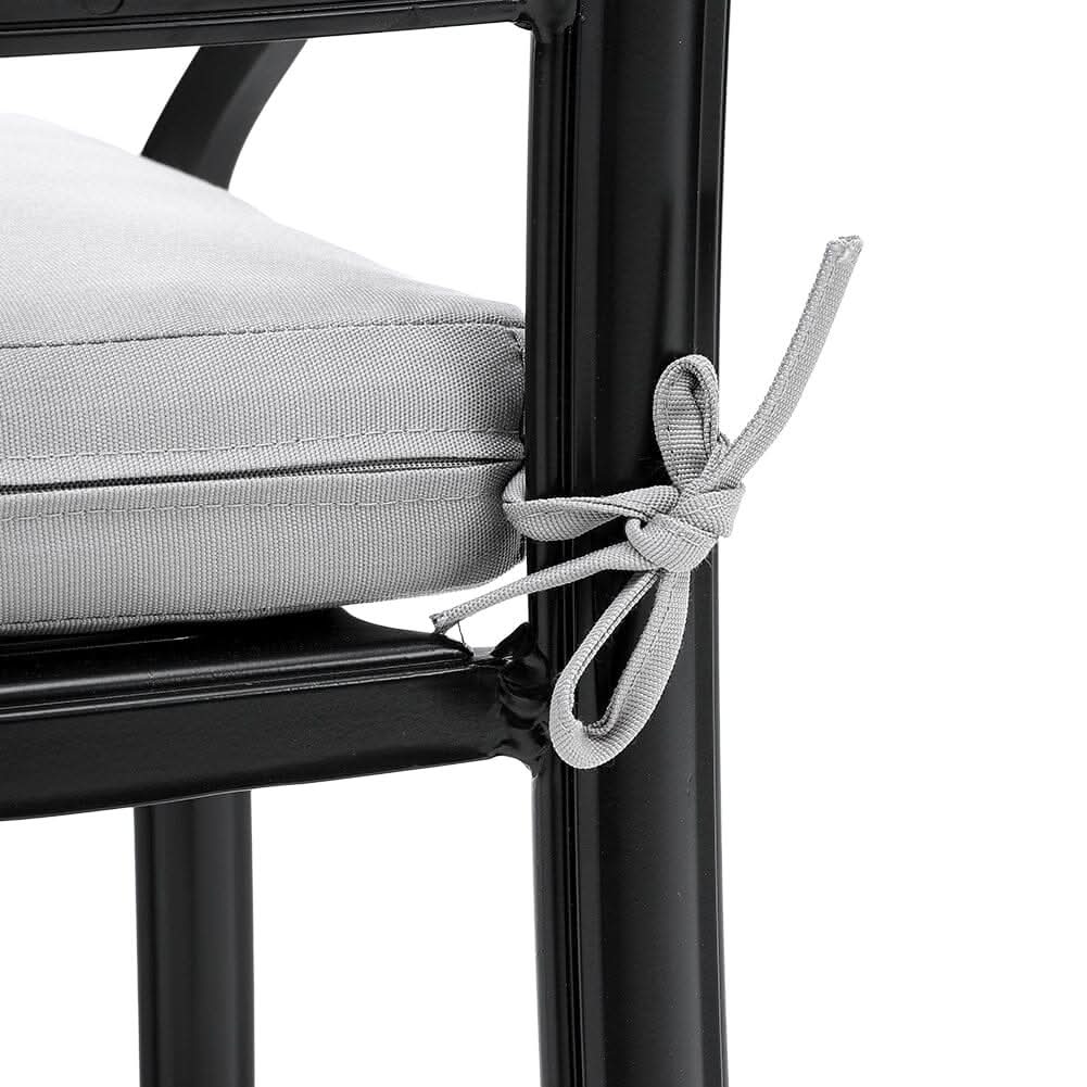 4Pcs Cast Aluminum Patio Dining Armchair with Black Frame and white Cushions