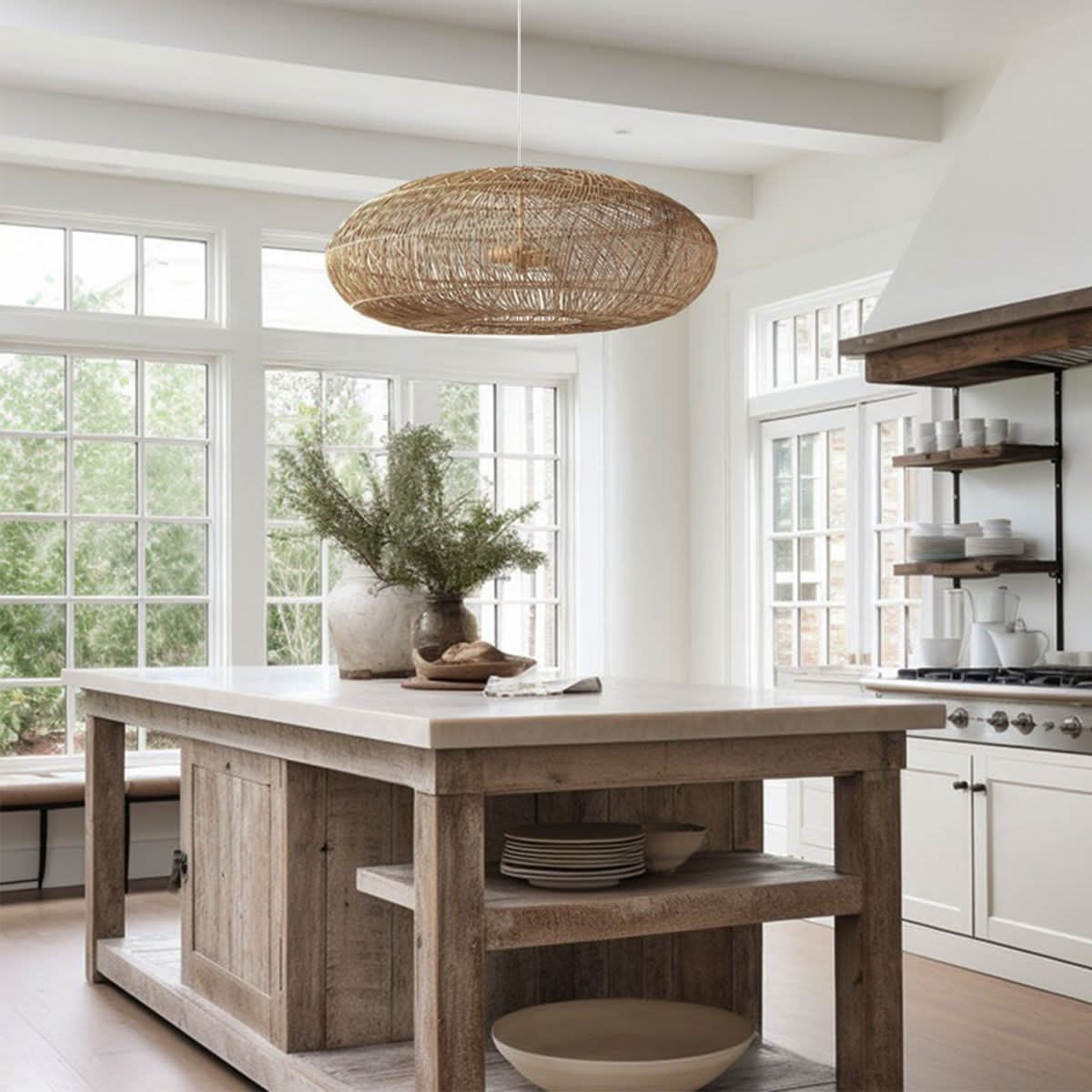 Lightsin Rustic Elegance Rattan Hanging Pendant Light