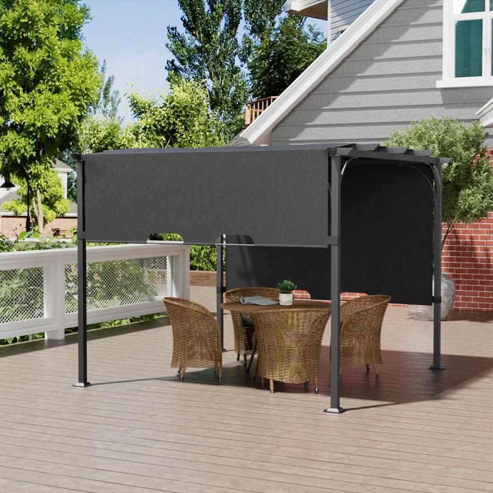 3x3x2.3m/3x4x2.3m Dark Grey Pergola Style Shade Canopy with Adjustable Roof