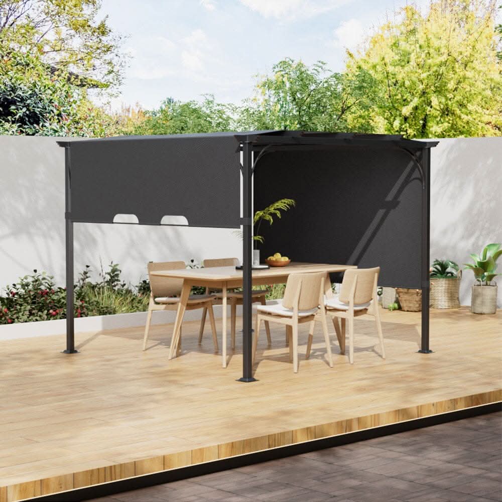 3x3x2.3m/3x4x2.3m Dark Grey Pergola Style Shade Canopy with Adjustable Roof